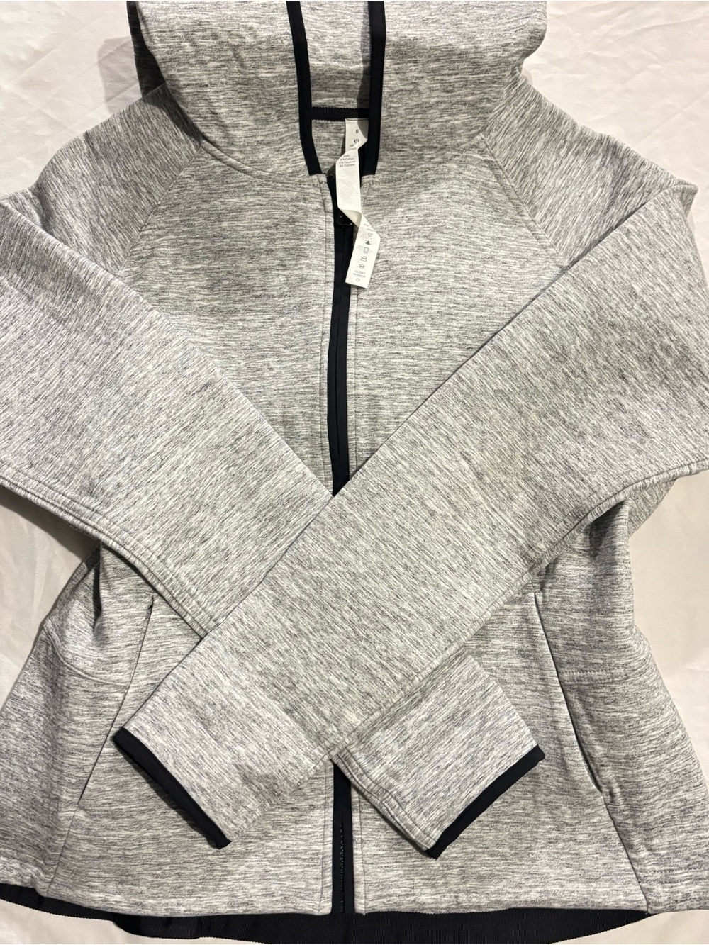 lululemon athletica Heather Light Gray Full-Zip Hoodie with Black Trim